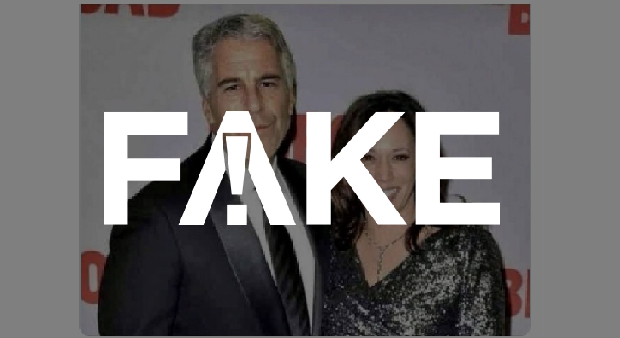 É #FAKE que Kamala Harris posou para foto ao lado de Jeffrey Epstein