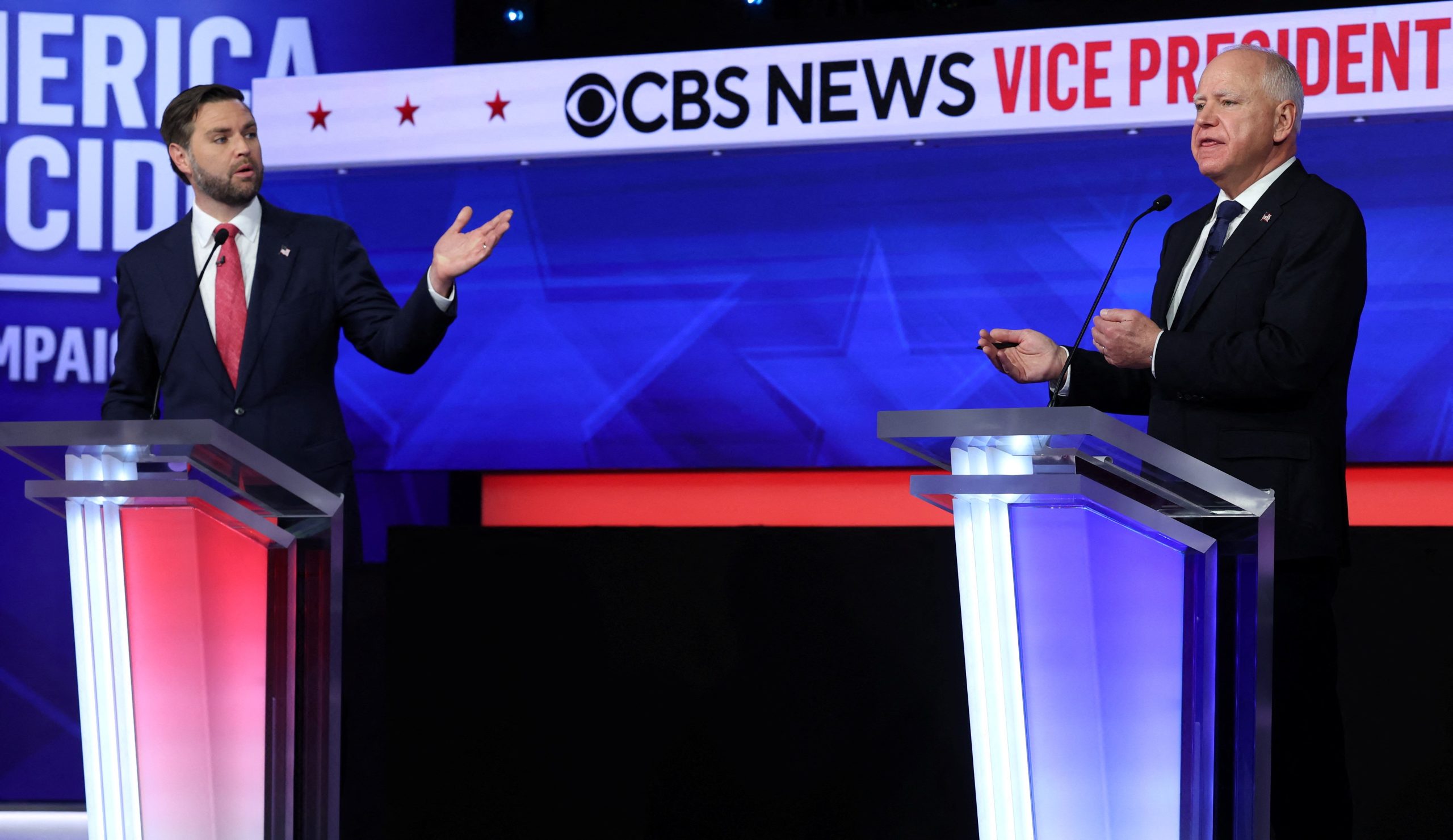 J.D. Vance e Tim Walz se enfrentam em debate dos candidatos a vice-presidente dos EUA